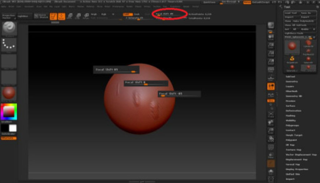 what is focal shift zbrush